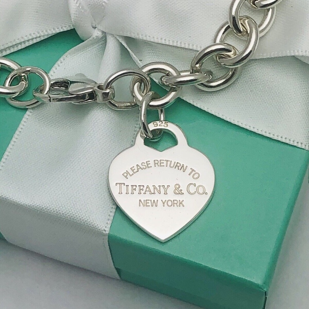8" Return to Tiffany Heart Tag Charm Bracelet in Sterling Silver
